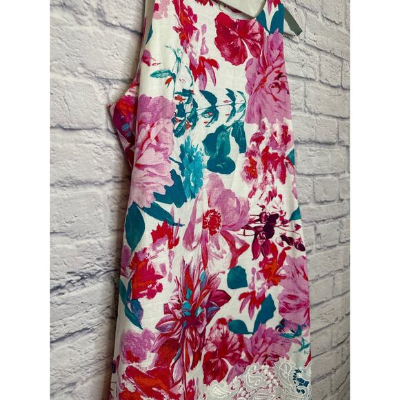 Eliza J Floral Mini Sleeveless Dress w/ Lace Embroidered Detail Sz 6 - Pristine! - Picture 2 of 3